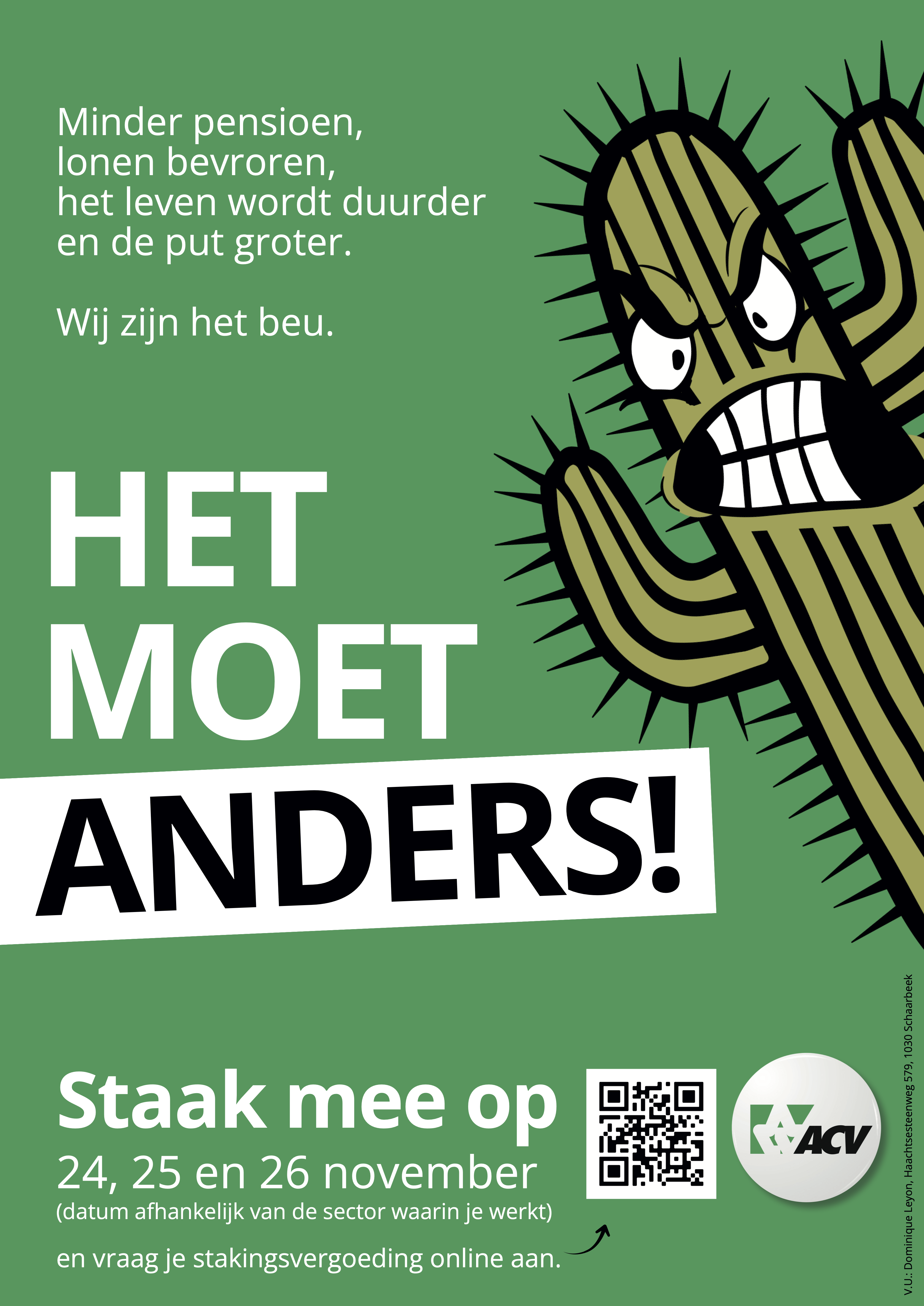 Aankondiging staking 24, 25 en 26 november 2025 - ACV - Het Moet Anders