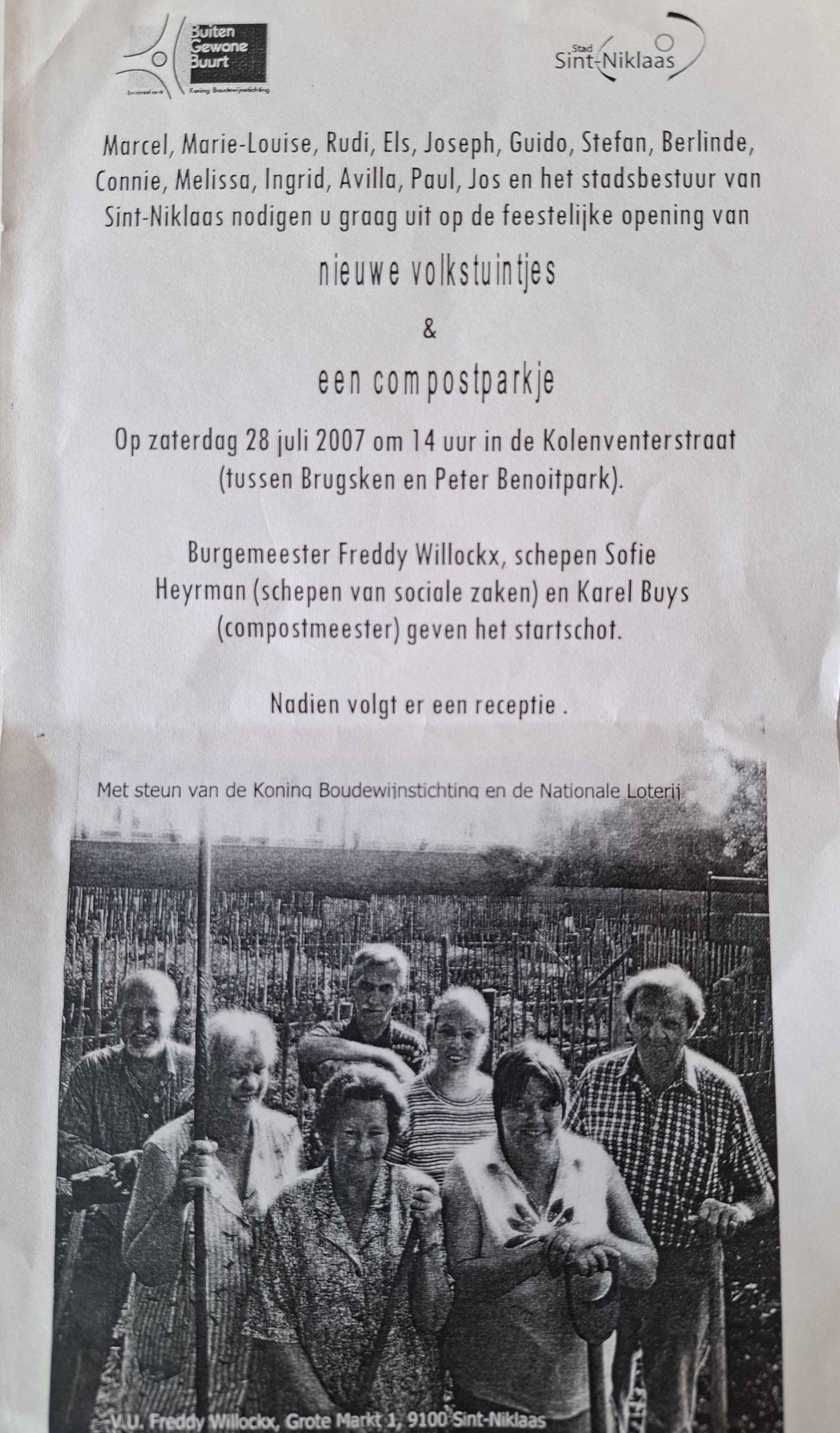 uitnodiging ‘nieuwe volkstuintjes en compostparkje’ - 2007